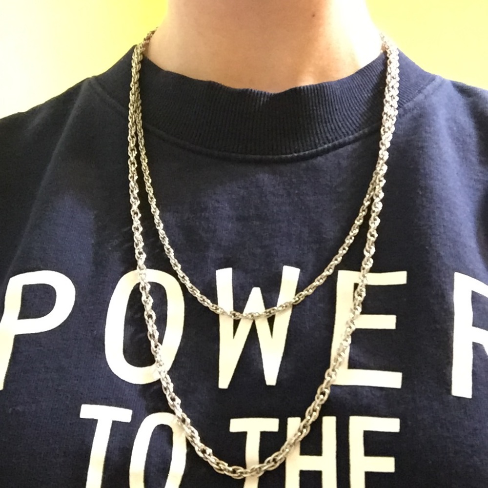 Silver double chain necklace